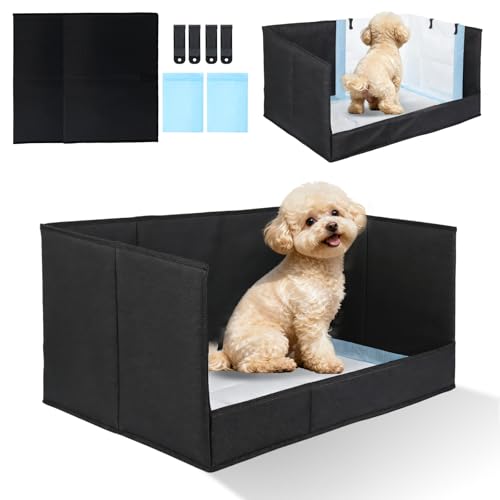 Dog Litter Box with High Walls, Pee Pad Holder | Foldable, No Assembly, Waterproof, Seamless, Portable for Travel - size: Small