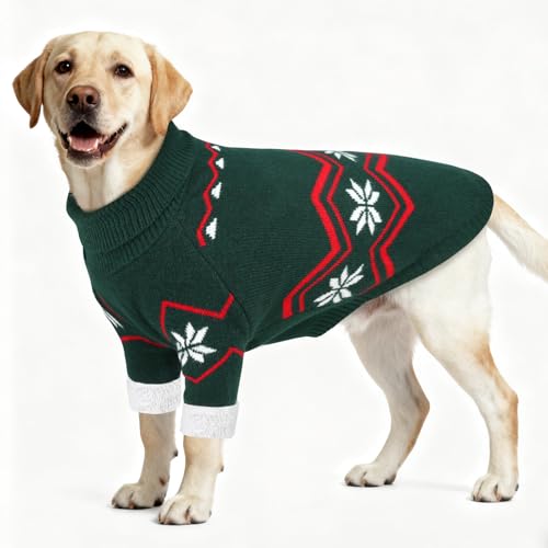 WINGOIN Dog Sweater for Large Dogs, XXXL Size Dog Christmas Sweaters, Male Female Knit Dogs Turtleneck Pullover with Leash Hole, Pet Warm Winter Clothes for Girl Boy Labrador, Golden Retriever (3XL) - size: 3XL: 70-95 lbs (Chest:31.5",Neck:20.5",Back:23.6