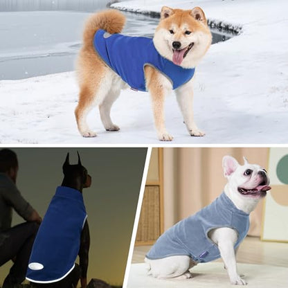 cyeollo 2 Pack Fleece Dog Sweater Pullover Dog Sweatshirt Reflective Lightweight Sweaters Pet Clothes for Small Dogs Boy Pet Apparel, Blue & Mist Blue S - color: Blue & Mist Blue, size: Small