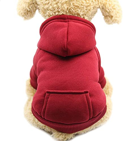 Idepet Pet Dog Hoodies Dog Clothes for Small Dogs Vest Chihuahua Clothes Warm Coat Jacket Autumn Puppy Outfits Cats Dogs Clothing(S, WineRed) - color: WineRed, size: Small