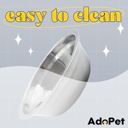 Non-Slip Tilted Double Dog & Cat Bowl with Removable Inserts, Anti-Tip Dual Food and Water Feeder for Small Dogs and Cats, Easy to Clean (Grey) - color: Grey