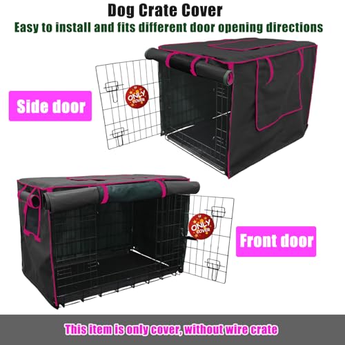 48-Inch Black Dog Crate Cover – Light-Blocking Protective Cover with Roller Shades, Sound-Dampening Sunshade for Wire Kennels, Features Breathable Side Window (Cover Only) - color: Black, size: 48.0"L x 30.0"W x 33.0"H