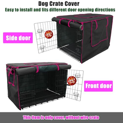 42-Inch Black Dog Crate Cover – Light-Blocking Protective Cover with Roller Shades, Sound-Dampening Sunshade for Wire Kennels, Features Breathable Side Window (Cover Only) - color: Black, size: 42.0"L x 28.0"W x 30.0"H