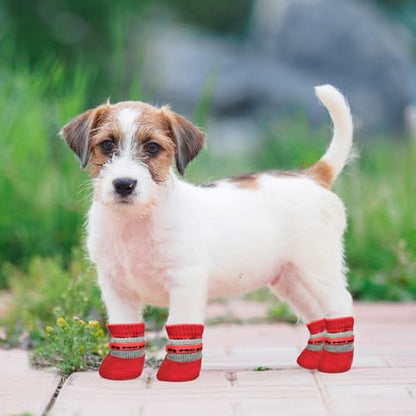 Anti Slip Dog Socks Boots, Dog Shoes for Paw Protection, Red, 16.5-27.5 lb - color: Red, size: 16.5-27.5 lb