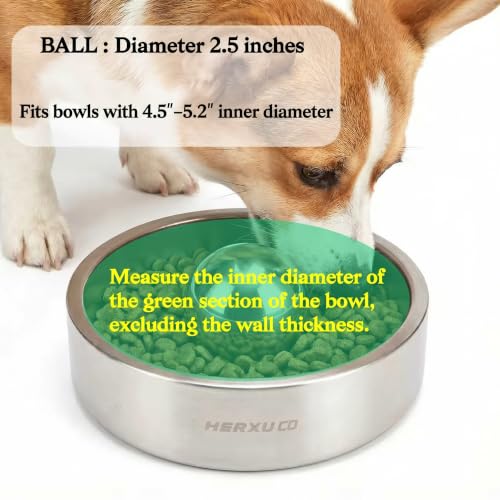 SUS304 Stainless Steel Dog Food Slow Feeder Ball - 2.5in - Slows Fast Eating, Prevents Choking, Bloating & Obesity - Fun Feeding for All Dogs - Durable, Smooth & High Adaptability (Small 2.5Inch) - size: Small 2.5Inch