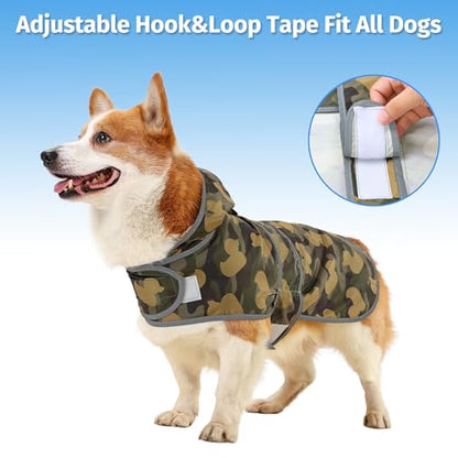 Dog Raincoat for Large Dogs Waterproof Jacket Hooded Rain Coats with Reflective Strips Leash Hole & Poncho Adjustable Fit (CamoDuck,L) - color: Camo Ducks, size: Large
