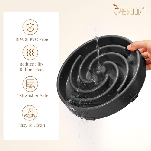 JASGOOD Slow Feeder Bowl for Large Dogs, Anti-Gulping, Prevents Bloat & Choking - color: C-Dark Grey