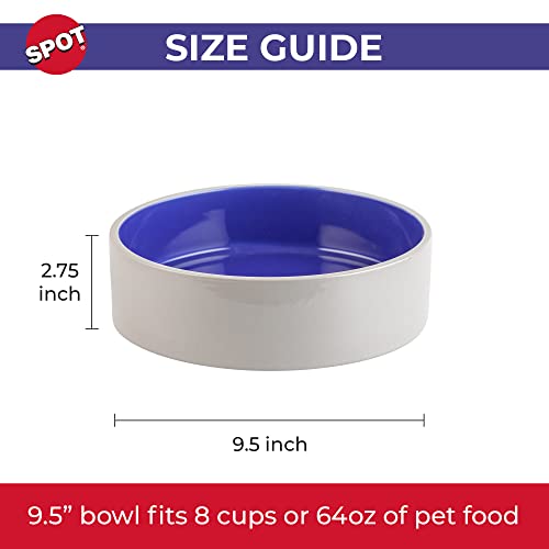 SPOT Standard Crock Dish - Heavy Duty, Non-Slip, Round Ceramic Food/Water Bowl for Pets, Ideal for Medium to Large Dogs or Multiple Animals, Dishwasher Safe - 9.5 in, 8 Cups, (64 Oz)(Pack of 6) - size: 9.5" (Pack of 6)