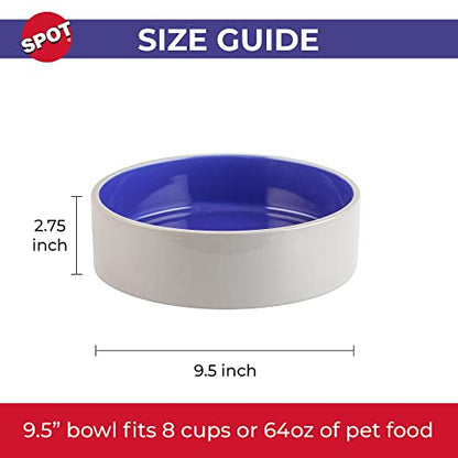 SPOT Standard Crock Dish - Heavy Duty, Non-Slip, Round Ceramic Food/Water Bowl for Pets, Ideal for Medium to Large Dogs or Multiple Animals, Dishwasher Safe - 9.5 in, 8 Cups, (64 Oz)(Pack of 6) - size: 9.5" (Pack of 6)