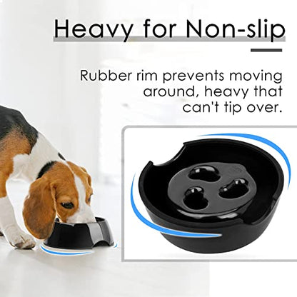 Super Design Slow Feeder Dog Bowl, Melamine, 1.5 Cup, Black, 8.6 x 8.4 x 2.7 in, 1.39 Pounds - color: Black, size: L