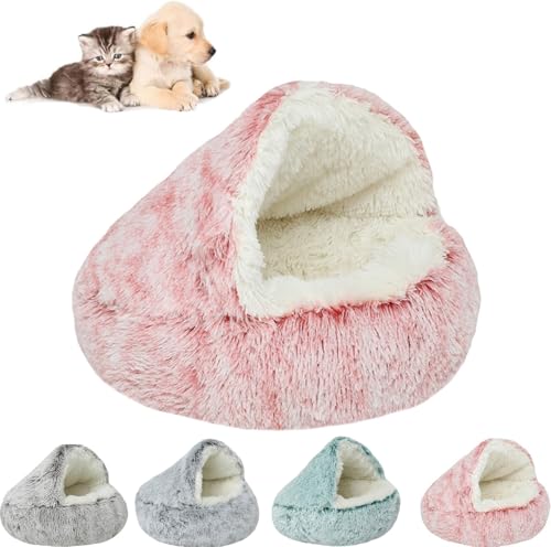 Cozy Cocoon Dog Bed, Cuddle Dog Bed for Dogs Medium Large, Fluffy Covered Hooded Cozy Burrow Puppy Beds, Hooded Cozy Bed for Dogs (C, S(40cm)) - color: C, size: S(40cm)