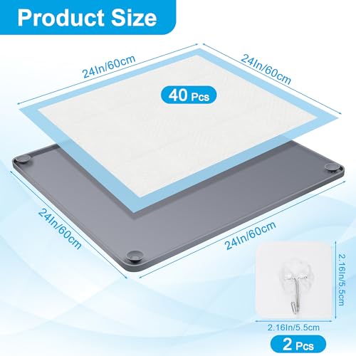 Catcan Dog Pee Pad Holder Starter Kit, Includes 1 Non-Slip Tray and 40 Disposable Training Pads, Housebreaking Essentials for Puppies (24 x 24In)