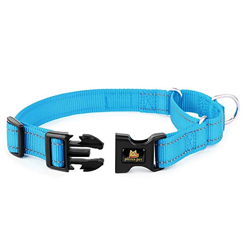 PLUTUS PET Reflective Martingale Collar with Quick Snap Buckle,No Pull Dog Choker Collar for Small Medium Large Dogs,XS,Blue - color: Blue, size: XS：10"-12"