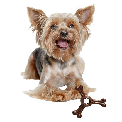 SPOT Bam-Bones Plus Triple Chew Dog Toy, Durable Bamboo Fiber & Nylon, for Aggressive Chewers, Adult Dogs & Teething Puppies Under 30lbs, 4in, Bison Flavor - size: 4 in (1-Pack)