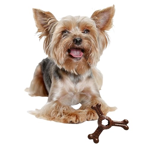 SPOT Bam-Bones Plus Triple Chew Dog Toy, Durable Bamboo Fiber & Nylon, for Aggressive Chewers, Adult Dogs & Teething Puppies Under 30lbs, 4in, Bison Flavor - size: 4 in (1-Pack)