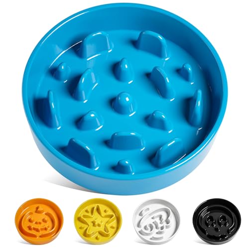 LE TAUCI Dog Bowls Slow Feeder Ceramic, 1.5 Cup Slow Feeding Bowl for Small and Medium Breed, Puzzle Dog Food Bowl for Fast Eater, Vortex Blue - color: Vortex Blue, size: M-1.5 Cups