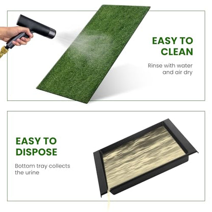 20 x 25 inches Dog Grass Pee Pads, 3-Layer Artificial Fake Grass Rug Pad for Puppy Potty, Washable Training Pad with Tray, Grass Mat for Dog Indoor Outdoor Use, Easy to Clean