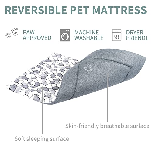 VANKEAN Dog Crate Pad Bed Mat Reversible (Warm & Cool), Soft Pet Sleeping Mat Dog Bed for Crate Suitable for Small to XX-Large Dogs and Cats, Machine Washable Crate Beds, Grey Stone Pattern - size: Large