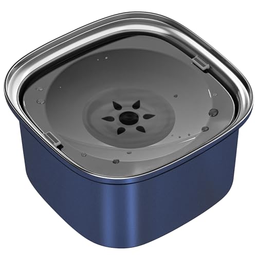 UPSKY 3L Dog Water Bowl 101oz Stainless Steel No Spill Large Capacity Dog Food Water Bowl Slow Water Feeder, Spill Proof Pet Water Dispenser Vehicle Carried Travel Water Bowls - color: I-Dark Blue