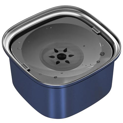 UPSKY 3L Dog Water Bowl 101oz Stainless Steel No Spill Large Capacity Dog Food Water Bowl Slow Water Feeder, Spill Proof Pet Water Dispenser Vehicle Carried Travel Water Bowls - color: I-Dark Blue