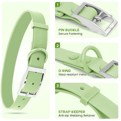 Wisedog Small Puppy Collar, Sage Green, XS 7"-10" × 1/2" | Soft Rubber Coated Webbing, Cute Pet Design, For Small Dogs & Cats - color: Sage Green