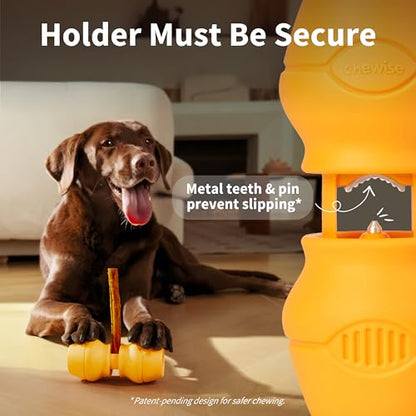 PetClan Chewise Bully Stick Holder, Improved Bully Sticks Holder, Ultimate Secure Heavy Duty, BPA-Free Safety Device to Prevent Choking, Fits Various Bully Sticks and Dog Sizes - color: Yellow, size: Standard