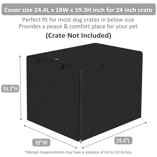 X-ZONE PET Double Door Dog Crate Cover - Polyester Pet Kennel Cover Fits 24 inches Wire Crate, Black - color: Black, size: 24.0"L x 18.0"W x 20.0"H