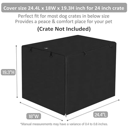X-ZONE PET Double Door Dog Crate Cover - Polyester Pet Kennel Cover Fits 24 inches Wire Crate, Black - color: Black, size: 24.0"L x 18.0"W x 20.0"H