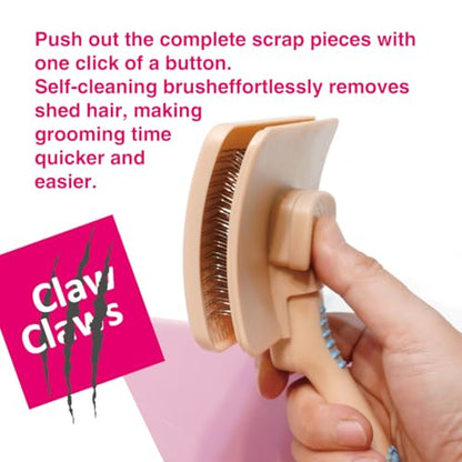 Pet Slicker Brush for Large Dogs, Wooden Handle with Stainless Steel Soft Pins, Gently Remove Tangled, Loose Undercoat and Mats Hair, Pet Grooming Tool, Wool Needle Felting Brush (8" Quick Cleaning)