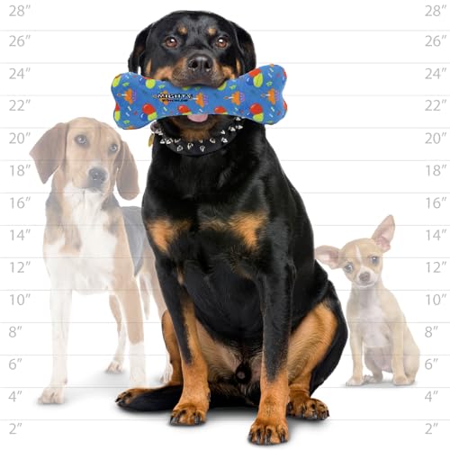MIGHTY Tuffy 2 Pack Bone Dog Toy: Ultra Durable Plush Toy with Multiple Layers & Reinforced Seams, Washable and Floats, Vinyl Bone & Fleece - color: 2PK Blue Birthday Celebration Bone