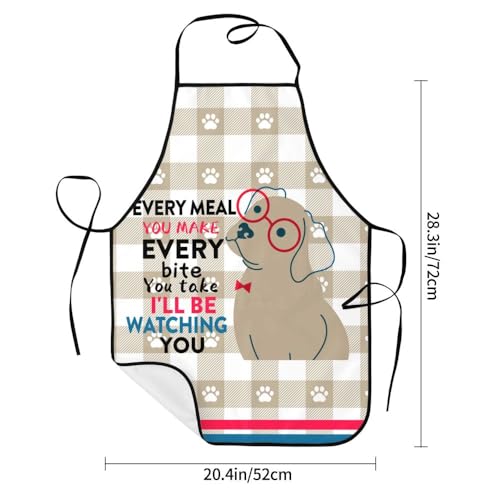 Women Men Bib Aprons Chef Cooking Apron With Pockets For Kitchen Grilling Bbq Painting Gardening - color: Funny Dog