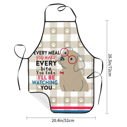 Women Men Bib Aprons Chef Cooking Apron With Pockets For Kitchen Grilling Bbq Painting Gardening - color: Funny Dog
