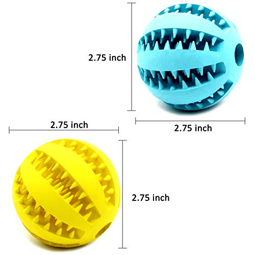 Youngever 2 Pack Dog Ball Toys for Pet Tooth Cleaning, Chewing, Fetching, Treat Ball Food Dispensing Toys (Large 2.75 Inch) - size: Large 2.75 inch