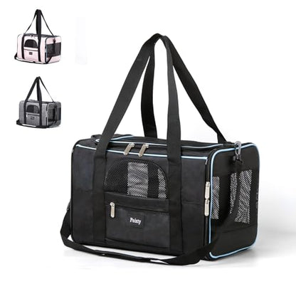 Pet Carrier for Cats,Small Dogs Under 15 Lbs(17x11x11 Inches),Delta/American/United Airline Approved Carriers, Cats Soft-Sided Carriers,Pet Travel Carrier Bag with Two Storage Pockets-Black