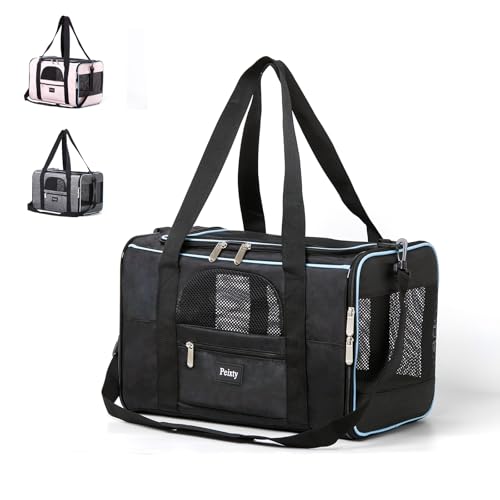 Pet Carrier for Cats,Small Dogs Under 15 Lbs(17x11x11 Inches),Delta/American/United Airline Approved Carriers, Cats Soft-Sided Carriers,Pet Travel Carrier Bag with Two Storage Pockets-Black