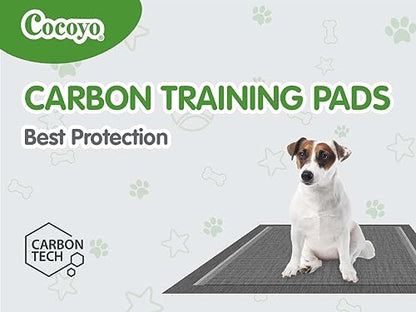 COCOYO Dog Training Pads丨Carbon Absorb Eliminating Urine Odor Puppy Pads丨Premium Charcoal Dog Pee Pads (100 Count, 17.5x23.5 inch) - size: 17.5" x 23.5" Charcoal