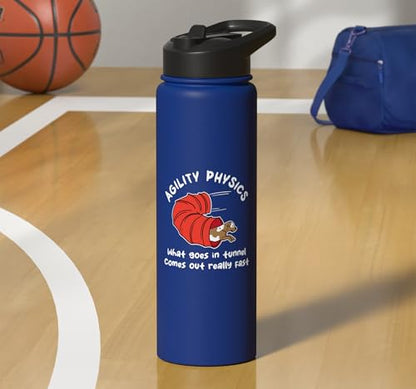 Dog Agility Design For Dog Handler - What Goes In Tunnel Stainless Steel Insulated Water Bottle - color: Royal Blue