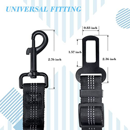 2 Pack Dog Seat Belt Adjustable Dog Car Seatbelts for Vehicle Nylon Pet Safety Seat Belt with Elastic Bungee Buffer Reflective & Durable Car Harness for Dogs - color: Black + Black