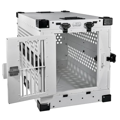 K9 Kennel Boss Aluminum Collapsible Dog Crate, Heavy Duty Folding Kennel - Small (White) - color: White, size: 30.6"L x 22.8"W x 25.7"H