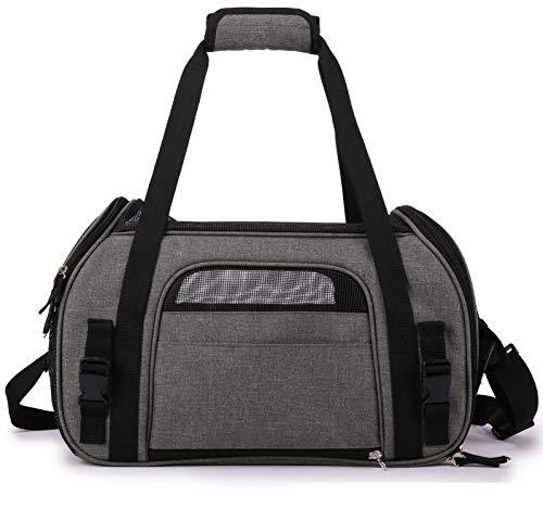 EliteField Soft Pet Carrier (3 Year Warranty, Airline Approved) Soft Sided Dog Puppy Cat Carrier Travel Bag (X-Large: 21" L x 12" W x 13" H, Charcoal Gray) - color: Charcoal Gray, size: 21.0"L x 12.0"W x 13.0"H