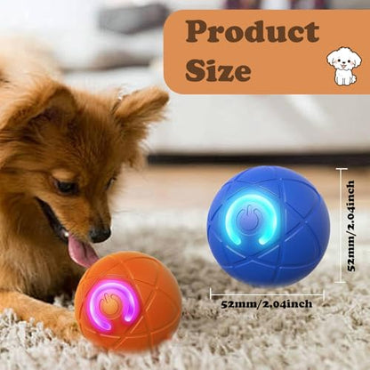 Interactive Duraspin Dog Ball, Self-Bouncing Vibrating & Auto-Rolling, Auto Stop Touch Start Jumping Ball Toy for Small/Medium Dogs (52mm, Orange) - color: Orange