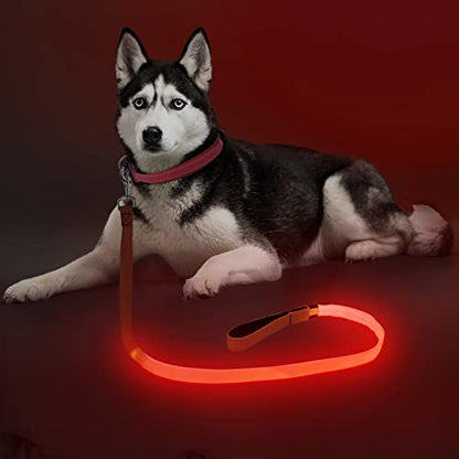 Colaseeme LED Light Up Dog Leash, USB Rechargeable (4FT,Red) | Glow in dark, reflective, USB-C rechargeable, bright LED for night safety, fits small to large dogs - color: Red, size: 4FT
