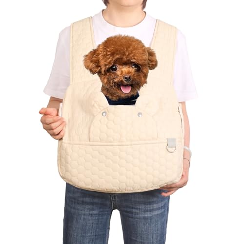 Dog Backpack Carrier for Small Dogs, Cat Carrier Sling, Front Facing Pets Chest, Adjustable Straps & Safety Lock, Hands-Free Dog Carrier, Gifts for Hiking, Biking & Daily, Fit 5-15 Lbs (Beige) - color: Beige