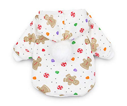 Pet Dog Christmas Hoodies Fleece Shirt Puppy Clothes for Small Dogs, Small - color: Gingerbread, size: Small (3.3-5.5lb)