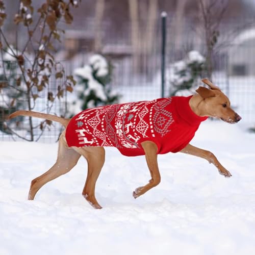 Extra Large Dog Christmas Sweater,Thick Warm Great Dane Sweatshirt with Leash Hole,Snowflake Reindeer Dog Holiday Pullover Sweats for Rottweiler,Winter Knit Turtleneck Pet Sweater for Ultra Large Dogs - size: XXX-Large