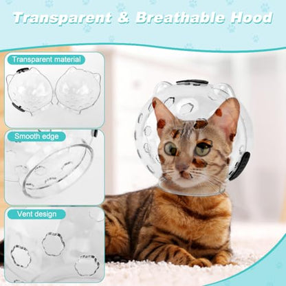 Cat Muzzle for Grooming, Adjustable Breathable Transparent Cat Astronaut Helmet with 4 Silicone Paw Shoes for Bath Nail Trimming(M for 5-10lbs Pets) - size: M (for 5-10lbs Pets)