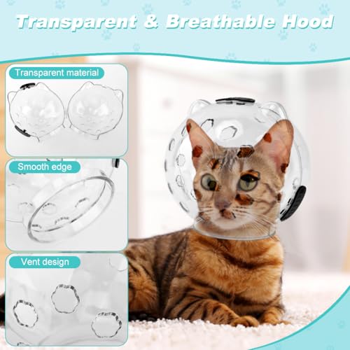 Cat Muzzle for Grooming, Adjustable Breathable Transparent Cat Astronaut Helmet with 4 Silicone Paw Shoes for Bath Nail Trimming (L for Over 10lbs Pets) - size: L (for Over 10lbs Pets)