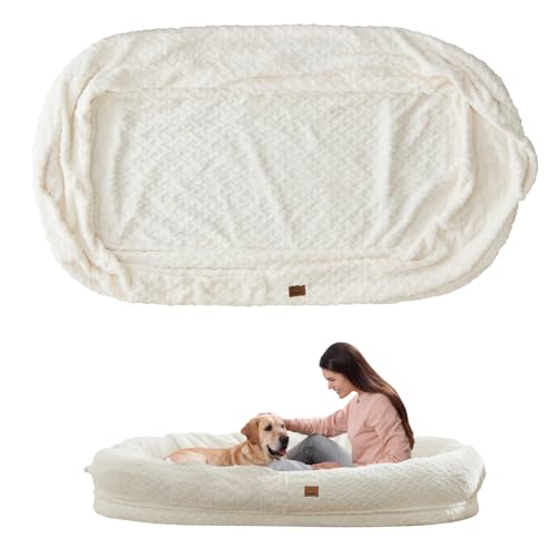ChiXnuggle Faux Fur Washable Human Dog Bed Cover | 72*40*10,removable replace cover,soft fur,non-slip bottom,white - color: White, size: Cover (72x40x10)