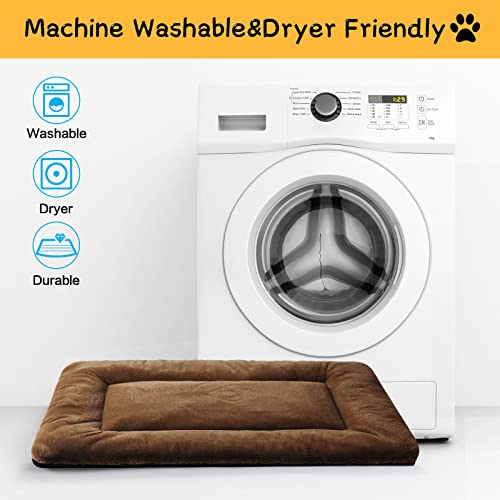 VERZEY Dog Bed, Ultra Soft Faux Fur Dog Crate Pad for Medium Dogs, 30inch, Brown, Machine Washable, Anti-Slip - color: brown, size: 30.0"L x 19.0"W x 1.0"Th