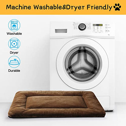 VERZEY Dog Bed, Ultra Soft Faux Fur Dog Crate Pad for Medium Dogs, 30inch, Brown, Machine Washable, Anti-Slip - color: brown, size: 30.0"L x 19.0"W x 1.0"Th